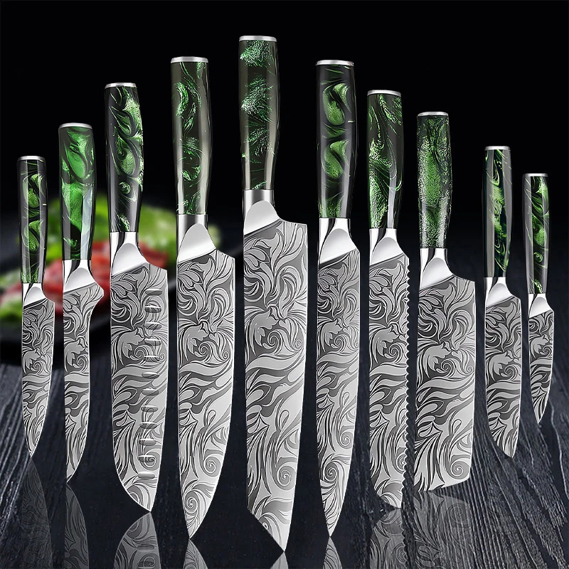 Kitchen knife stainless steel chef slicing practical knife super sharp Santoku breadcrumbs grinding knife resin handle cooking tool 241224