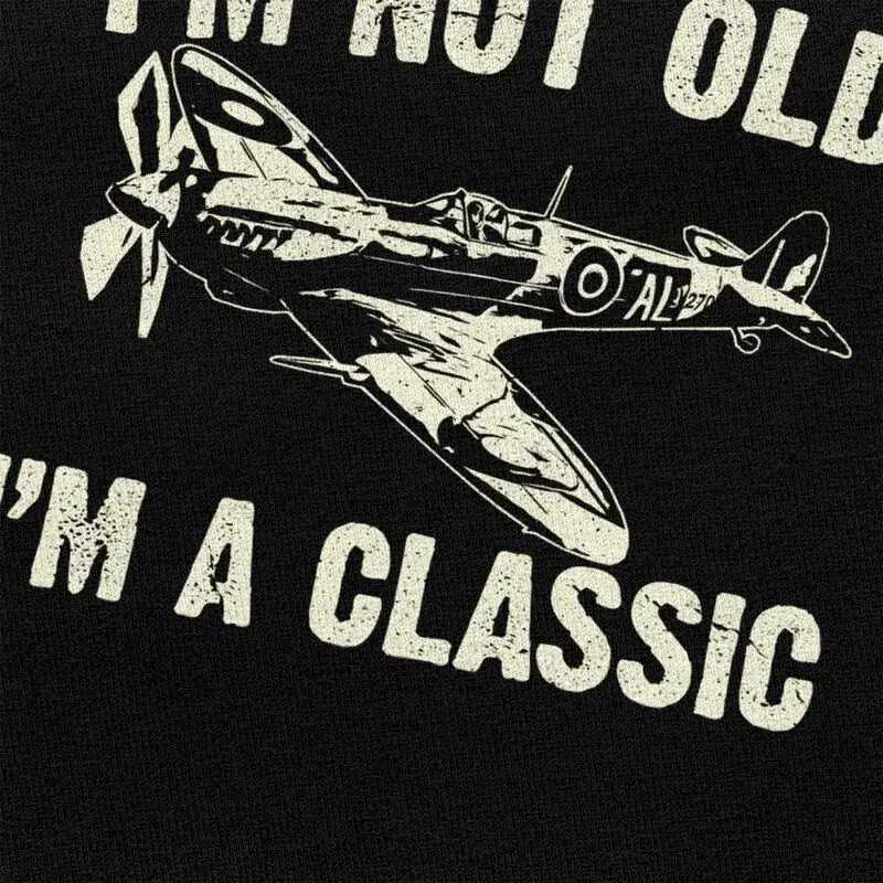 Customized mens airplane Spitfire T-shirt short sleeved cotton T-shirt fighter jet T-shirt World War II pilot T-shirt W241223