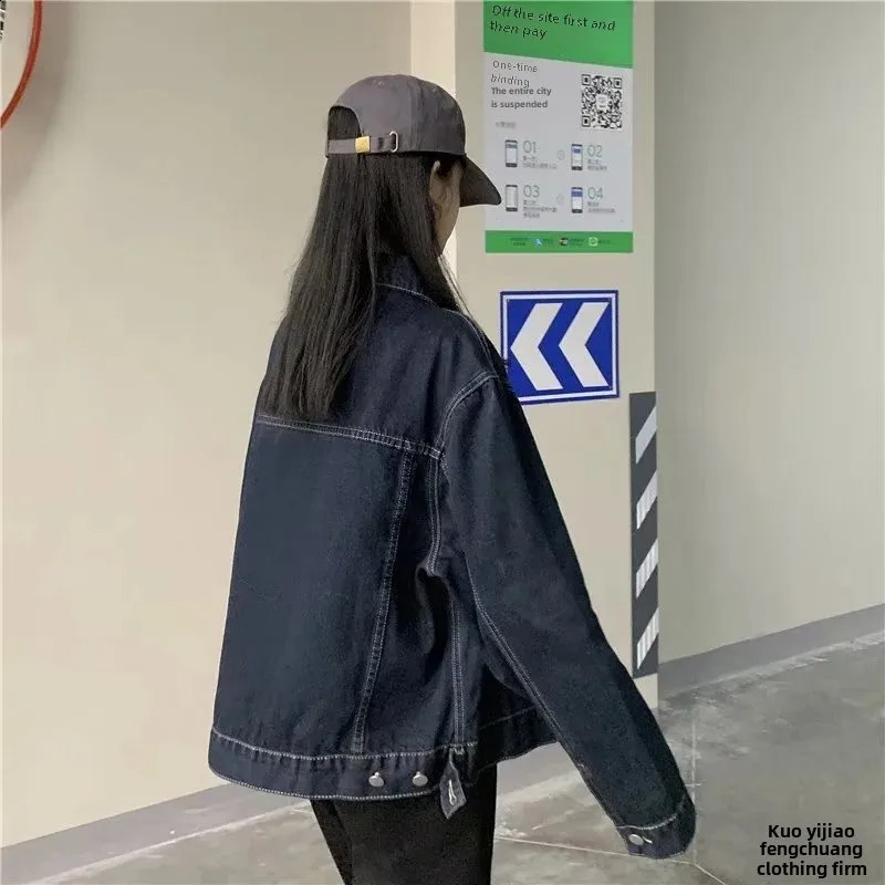 autumn plus size retro denim short jacket for women loose fit suitable for weight loss and elderly denim top 241219