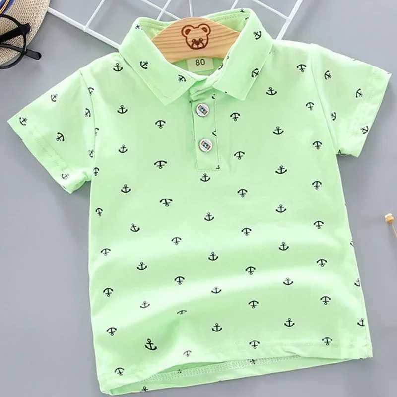 2024 Summer Shirt Baby Boys and Girls Short Sleeve Collar Clothing Childrens Cotton Printed Breathable Top Childrens Clothing 12M-5Y W241223
