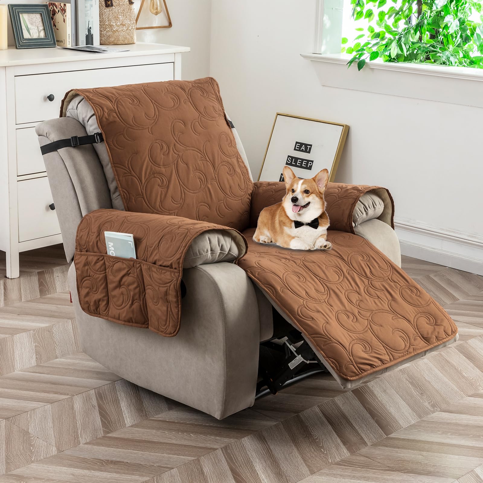 100% Waterproof Cover Chair Covers Recing Chair Non-Slip Fabric Recer Couch Cover Living Room for Pets Kids Protector Washable 28"Recliner Chair