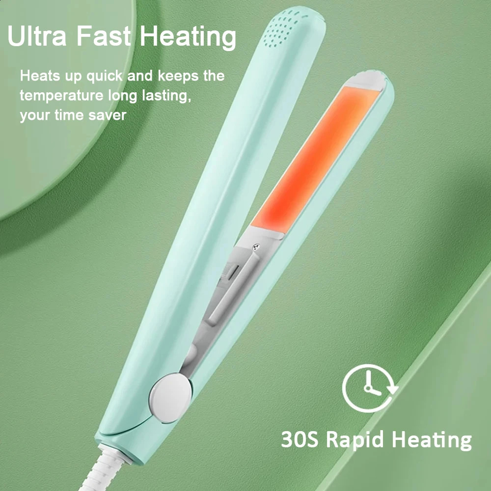 Portable Mini Hair Straightener Flat Iron Hair Curler For Men Women Short Hair Wave Hairstyling Dual Voltage Straightening Irons 241224
