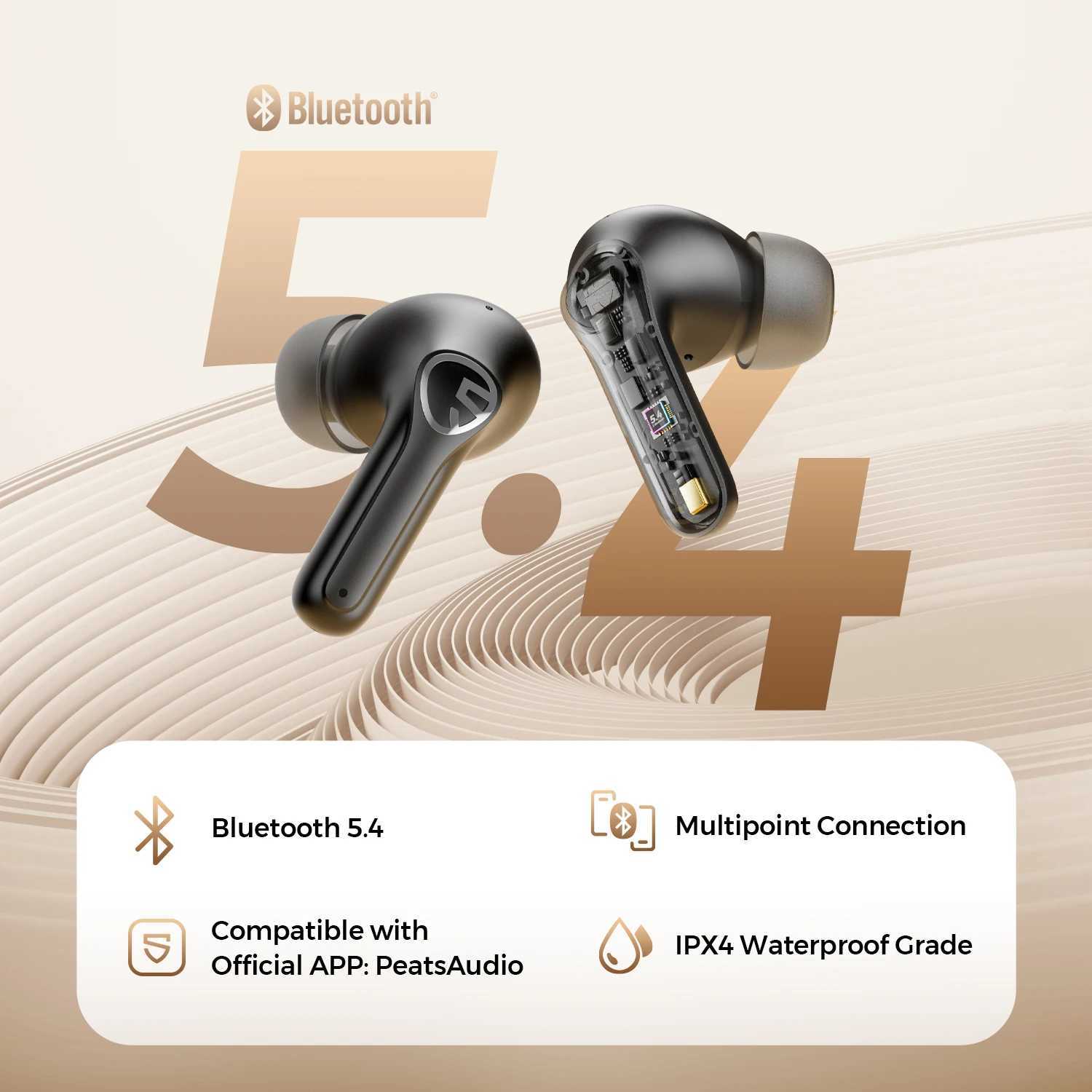 SoundPEATS T3 pro Wireless Earbuds Active Noise Cancelling V5.4 Earphones with 4 Mic12mm DriverMtipoint Connection Z241218