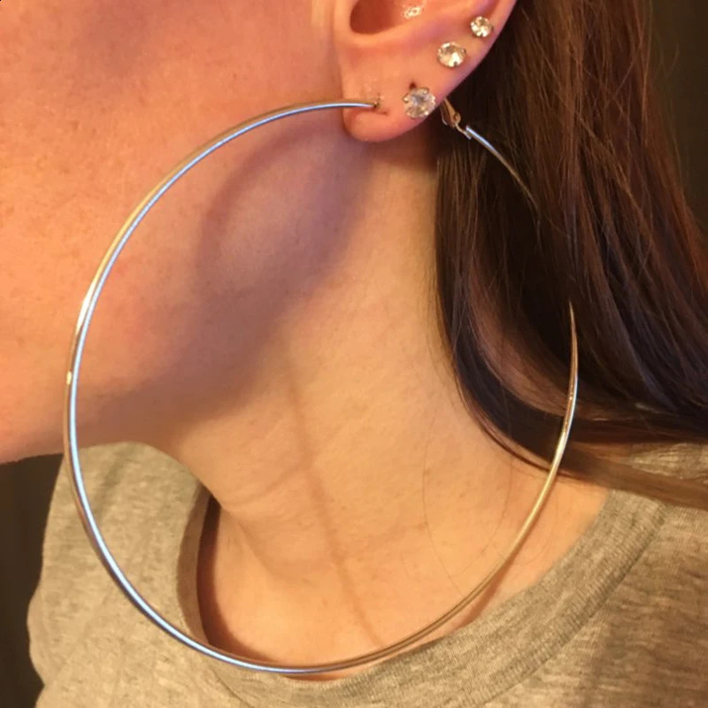 skysuk Personnality 12CM Oversized Hoop Earrings Basketball Brincos Smooth Big Circle Earrings for Women Punk Jewelry Oorbellen 241224