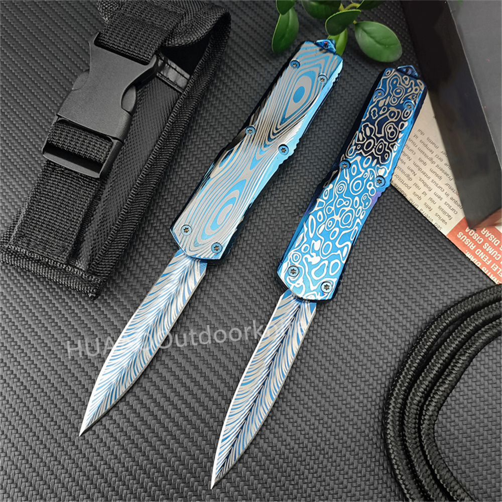 High Quality Micr Assisted Pocket 440C Blue Titanium Blade Zinc Aluminum Alloy Handle Outdoor Multifunction Hunting Knife 3300 3400 4850 Men Collector