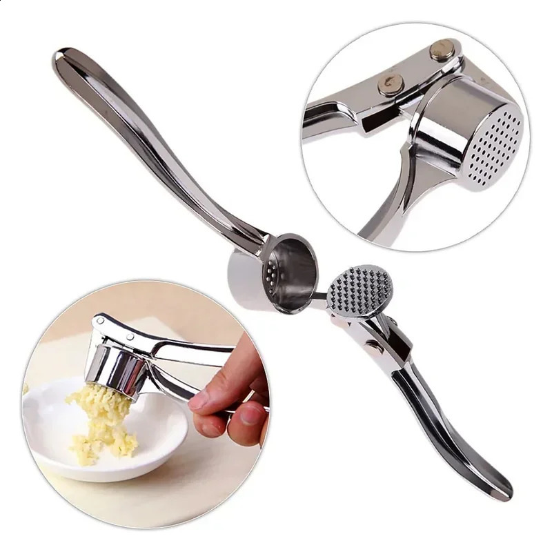 Garlic press grinder kitchen stainless steel garlic crusher extruder manual press grinding tools kitchen accessories 241223