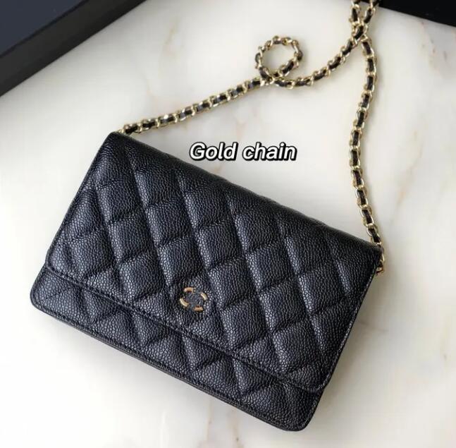 Designer shoulder bag mirror quality WOC classic chain small square bag imported ball patterned cowhide with zipper compartment inside Fashion Bags