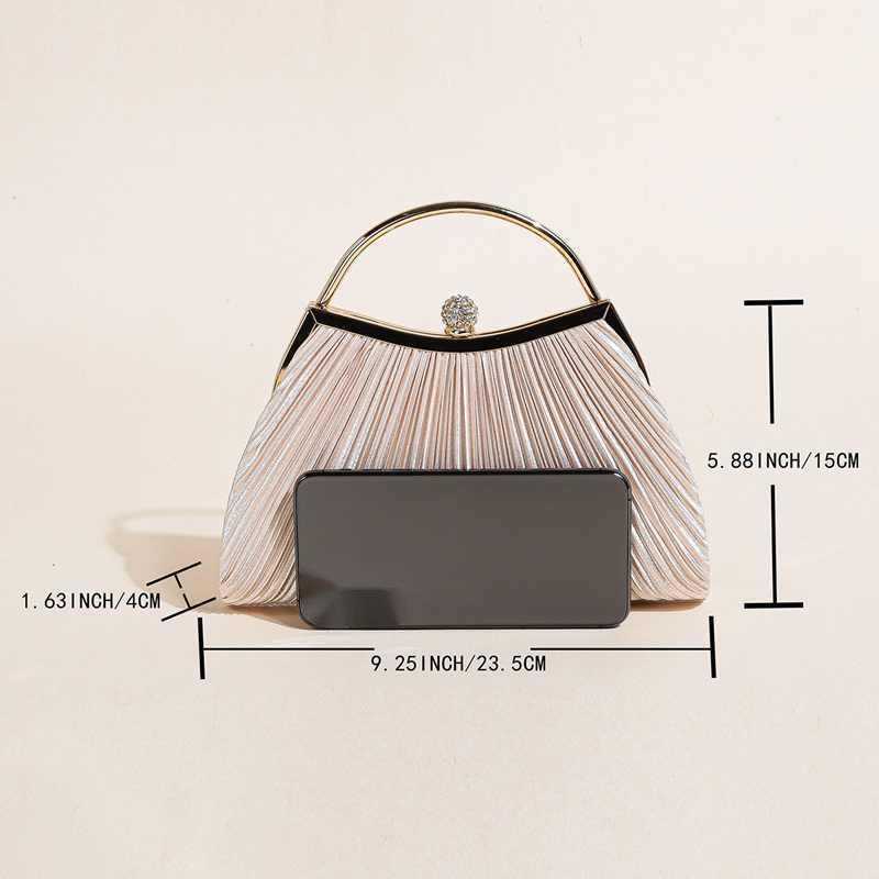 Pleated Handbag Clutch Bag Fashionable Dinner Bag High-end Diamond Embellished Dress Bag Master Bag Celebrity Cheongsam Bag 240920