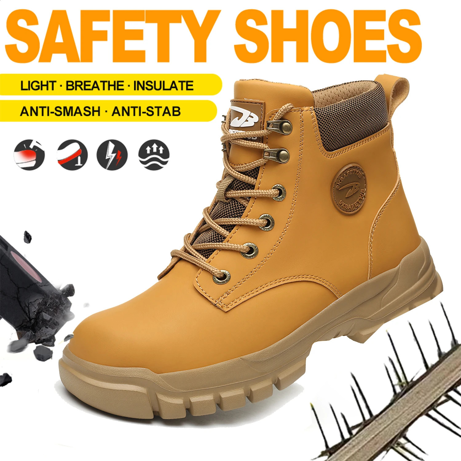 Top PU shockproof puncture resistant breathable and safe shoes 241223