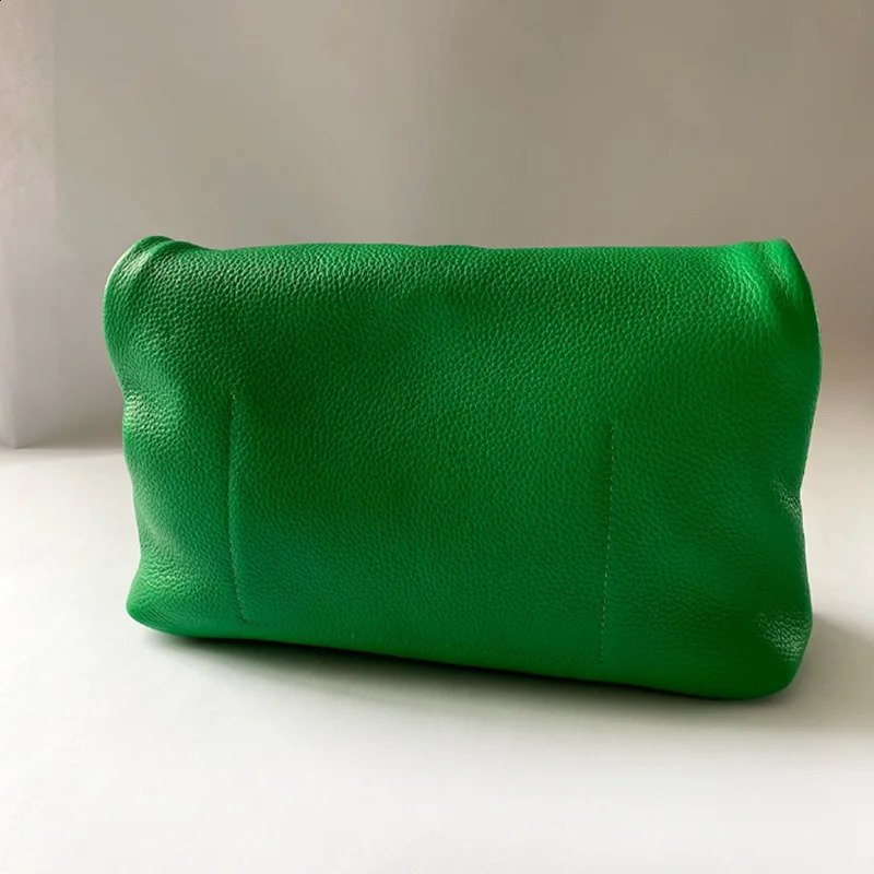Green Genuine Leather Crimping Handbags Clutch Bag Evening Phone Pocket Womens High Quality 241224