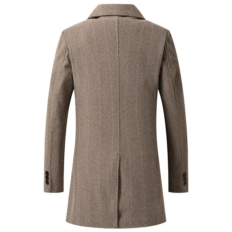 Men Wool Overcoat Vintage Tweed Long Jackets Business Formal Male Suit Blazer Lapel Herringbone Costume Homme Tuxedo 241225