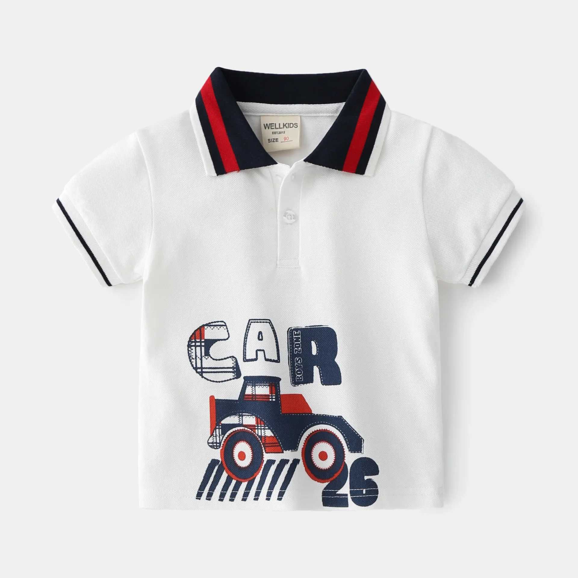 Boys Polo Shirt Short Sleeve Summer 90-130 CM Children Tops Wear Kids Tees Soft Boys Shirts Costumes 4-6YXJ241225