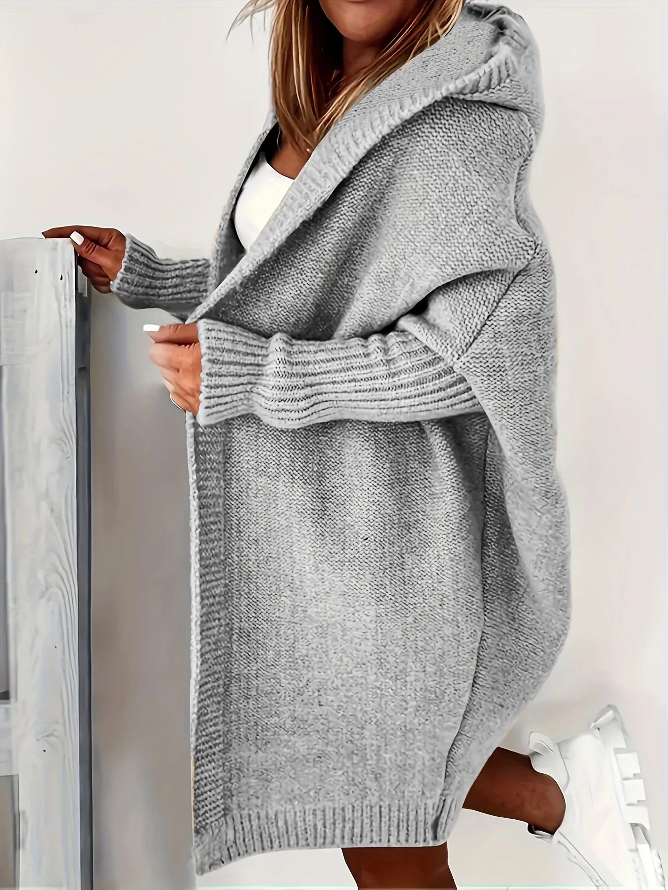 Plus size pure color warm cardigan 241225
