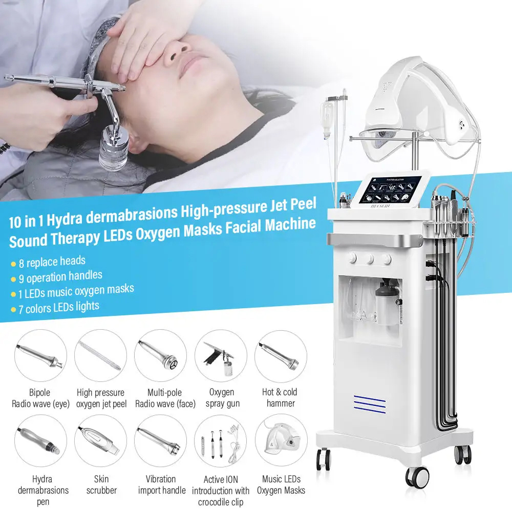 Newest Face Microdermabrasion beauty Management Skin Rejuvenation 10 in 1 Oxygen Mask for Photodynamic Therapy Bubble Face Cleaner Anti-aging