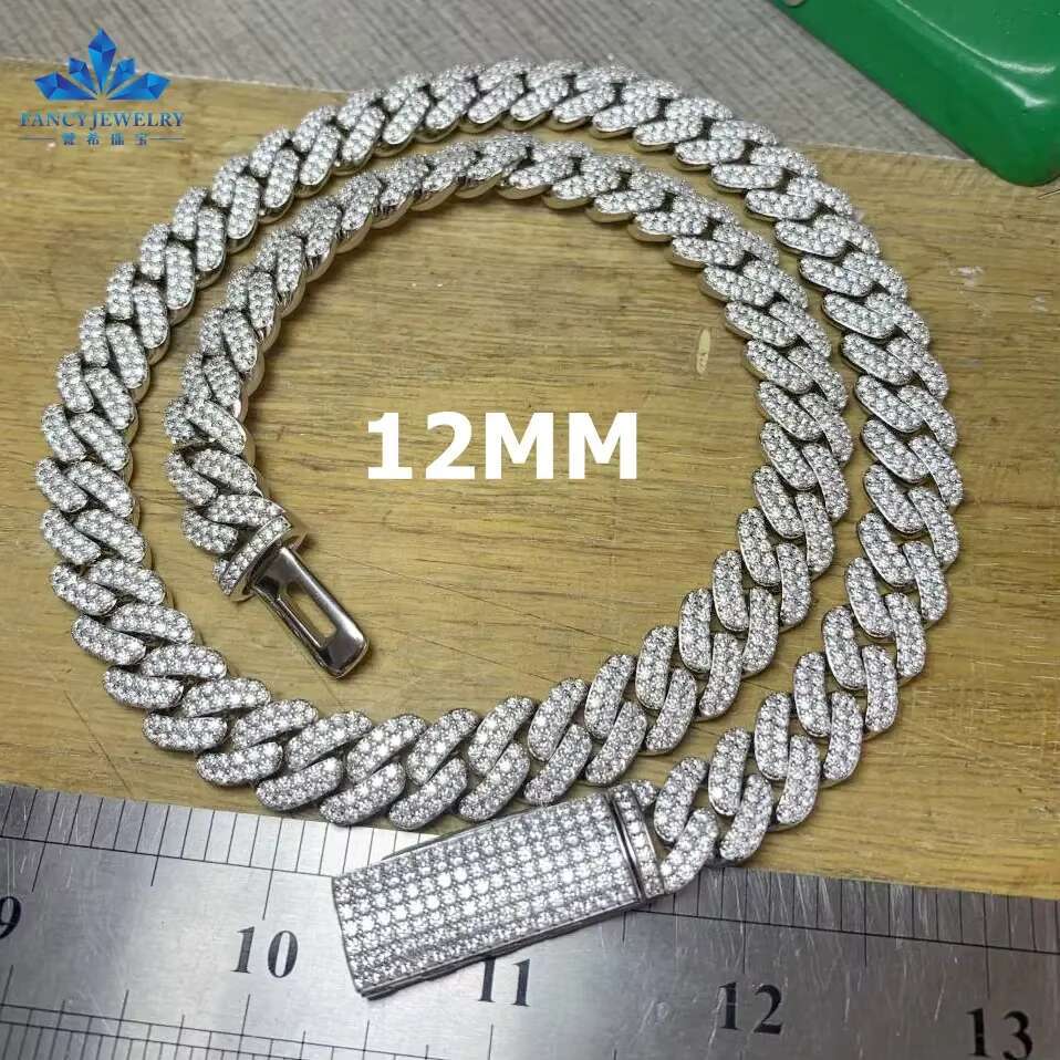 8Mm/10Mm/12Mm Two Row VVS Chilled 6Mm Sterg Sier Mens Necklace Miami Moissanite Cuban Chain