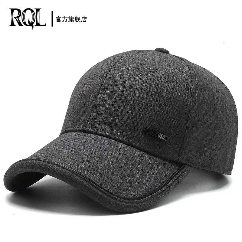 Mens Hat 2024 Autumn and winter Male Baseball Cap Casual Golf Trucker Dad Hat Outdoor Black Solid Color Windproof Adjustable Sn 241225