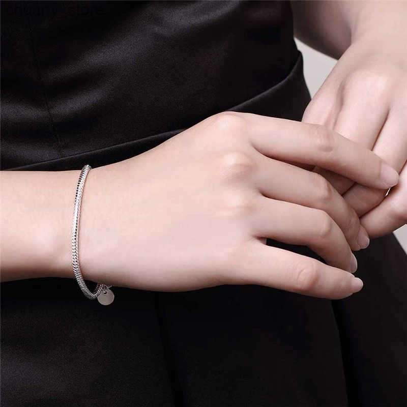 Chain DOTEFFIL 925 Sterling Silver 8 Inch 3mm Snake Chain Basis For Woman Charm Wedding Engagement Fashion Party Jewelry L240910