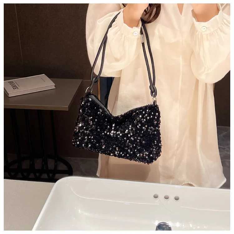 New Arrival Spring New Womens Handbag Fashion Casual Shoulder Bag Shining Glitter Silver Black Handbag Simple Fashion Shopping Bag T250227