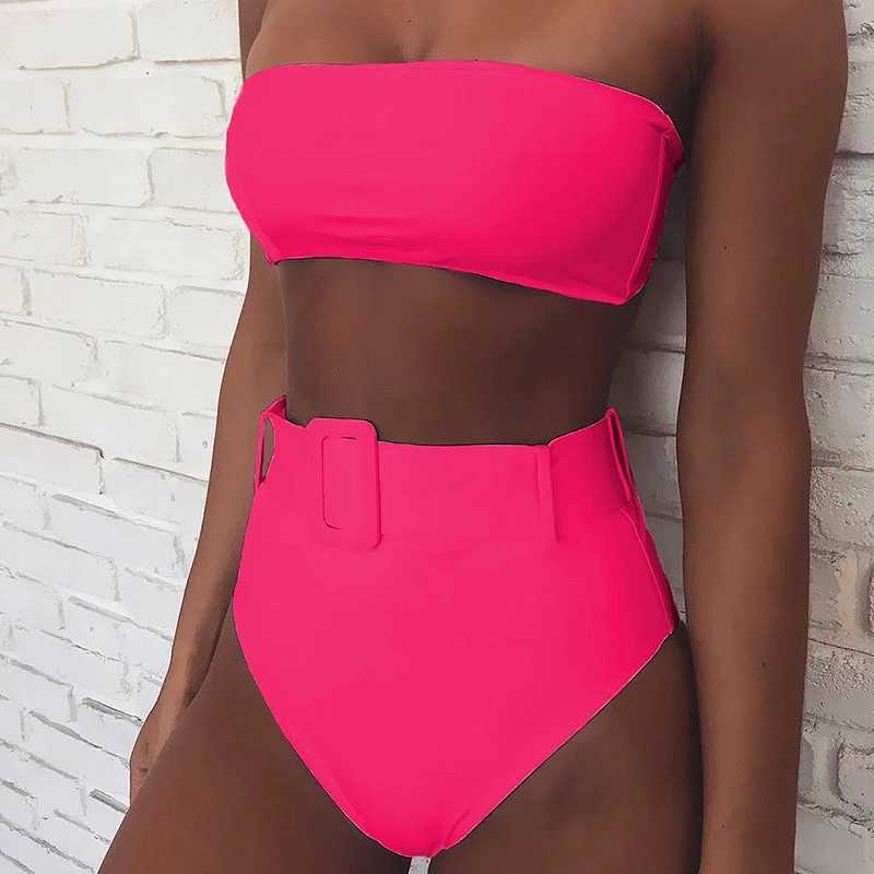 Womens two-piece bikini high waisted 2024 fitted swimsuit leopard print beachwear sexy swimsuit womens push up swimsuitW241225