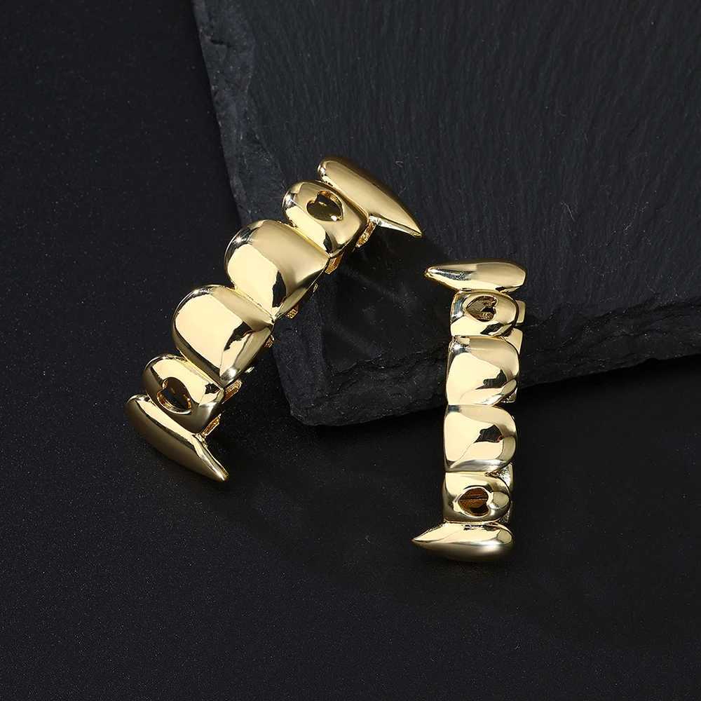 Hip Hop New Hollow Heart Dental Grill Set For Men Women Top Bottom Mouth Halloween Cosplay Teeth Grills Removable JewelryXJ241225