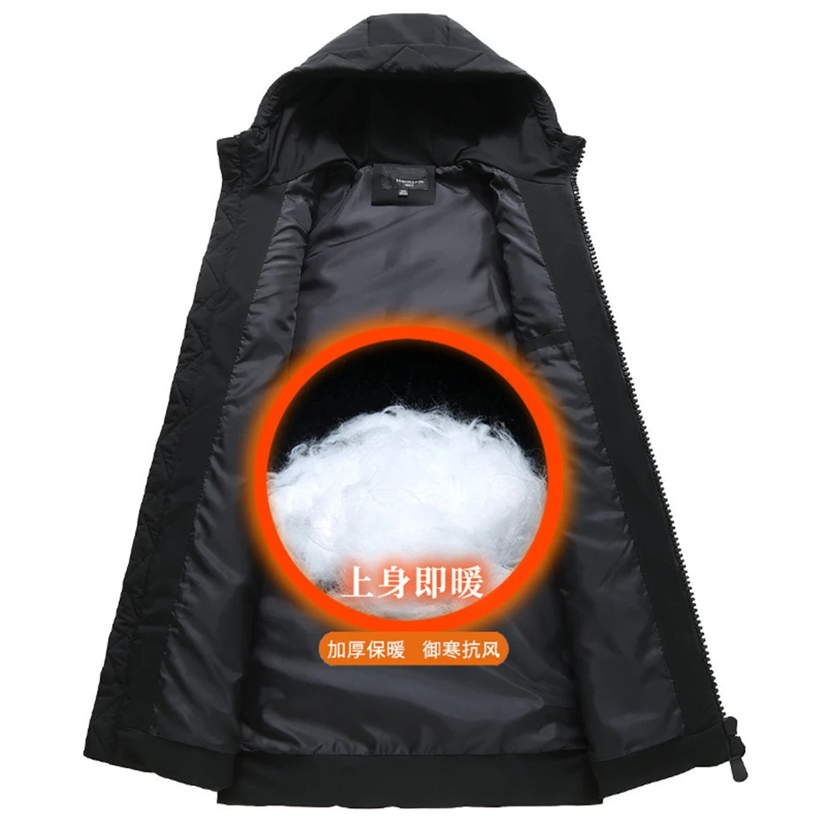 Black Long Parkas Men Winter Thick Warm Jacket 10XL 11XL Plus Size Coat Fashion Male Cargo Jackets Big 241225