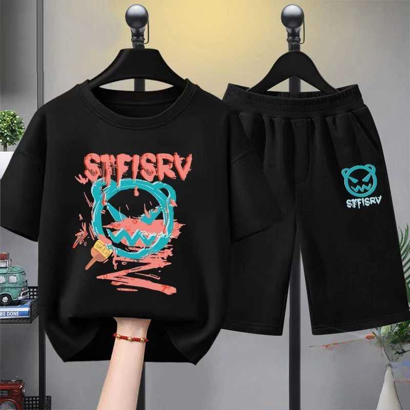 Clothing Sets Summer Baby Girls Clothes Set Cartoon Bear Printed T-shirts and Shorts 2pcs Suit for Children Boy Top Bottom Outfits TracksuitsY241225O2
