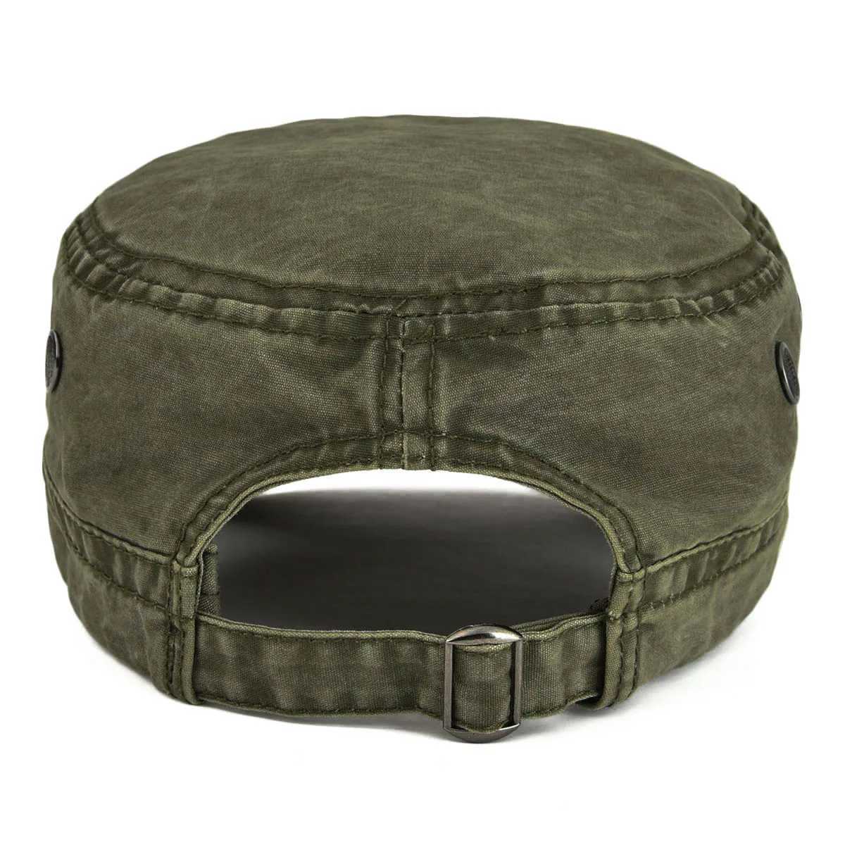 VOBOOM Cotton Washed Military Cadet Hat uniquely designed for men adjustable retro flat top hat with air vents W241225