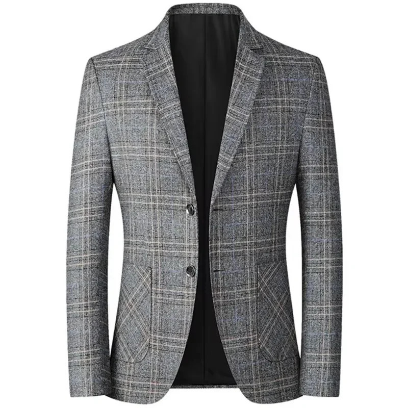 Mens Plaid Blazers British Style Fashion Wedding Business Suit Men Blazer Male Formal Jacket 241225