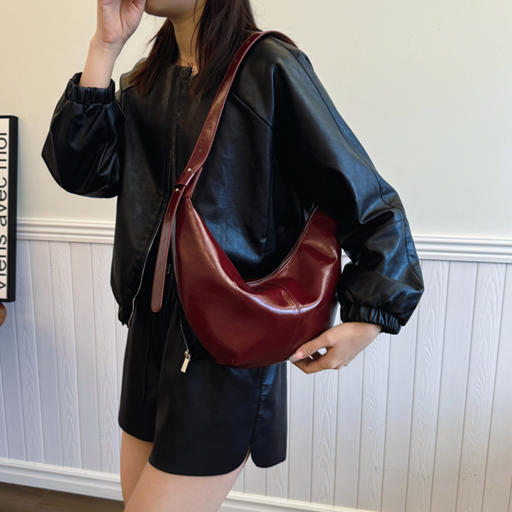 Hobo Handbags PU Vegan Leather Shoulder Red Clutch Purse For Women Tote Bags Y2k Chest Bag Pack Handbag