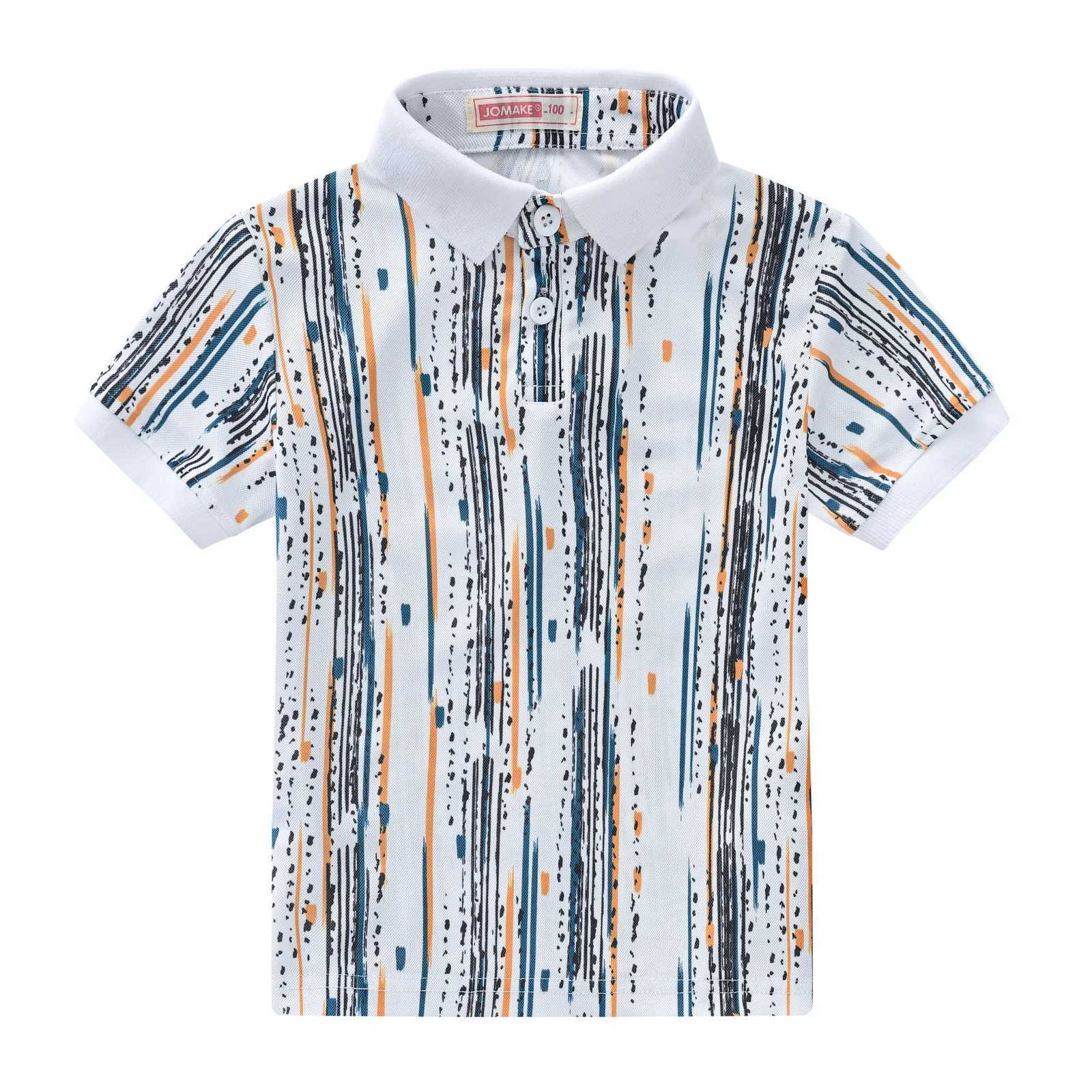 Printing lovely boys and girls fashion printing breathable button blouse leisure classic design lapel micro-elastic POLO shirtXJ241225