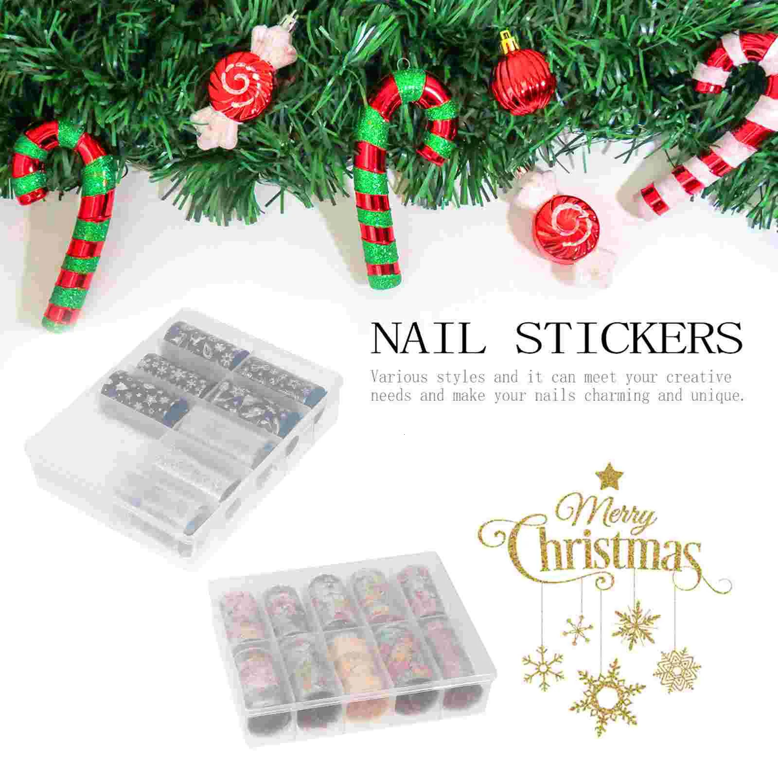 20 Rolls Christmas Nail Stickers Transfer Foil for Nails Holiday Wraps Manicure DIY Decals 241225
