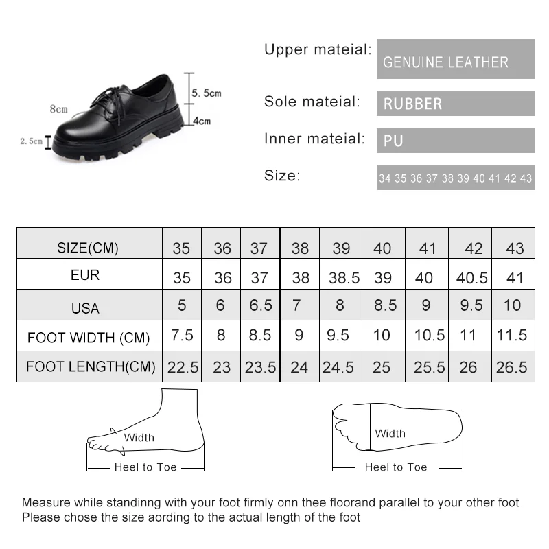 Women Large Size Shoes Spring Genuine Leather Lace-up Fashion Women's Loafers British Style Round Toe Ladies Shoes