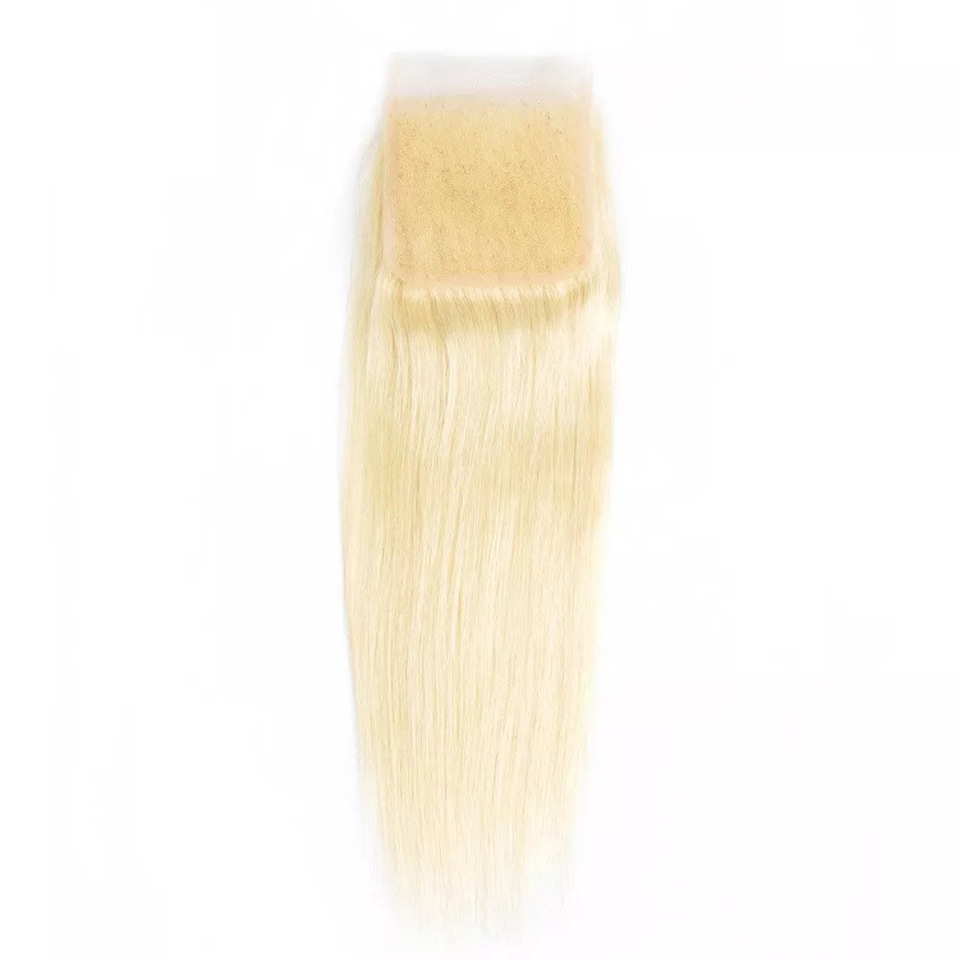 3 Bundles With 6X6 Lace Closure Blonde Color Brazilian Human Hair Peruvian Indian Virgin Hair 4 Pieces/lot Straight 613# 10-30inch