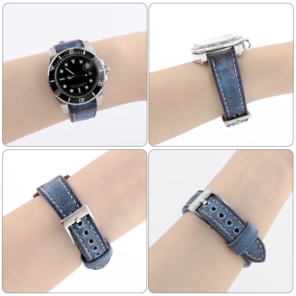 Handmade Canvas Watch Band 18 19 20 21 22 24mm Retro Watchband Men Watch Bracelet Strap Replacement Belt Gray Blue Brown Green 241225