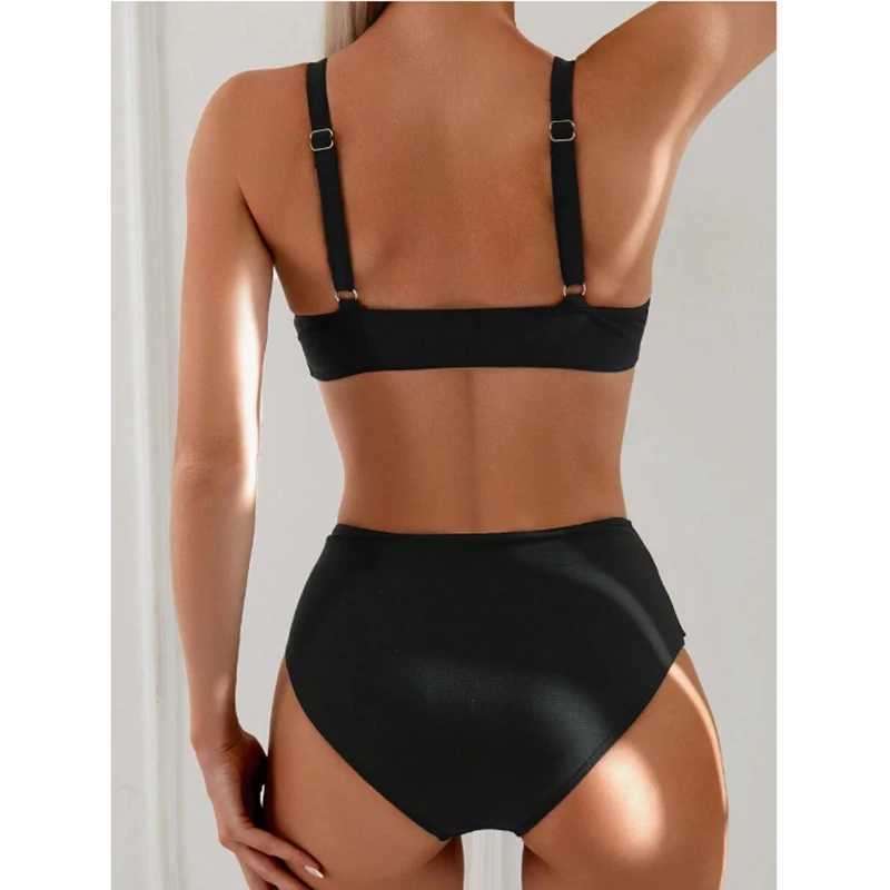 Push on bikini set womens two-piece high waisted backless swimsuit womens summer swimsuitW241225