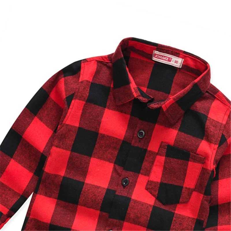 Childrens Red Plaid Shirts Kids Clothes Baby Boys Shirts Coat for Spring Autumn Girls Tops Long-Sleeve Jacket Bottom ClothingXJ241225