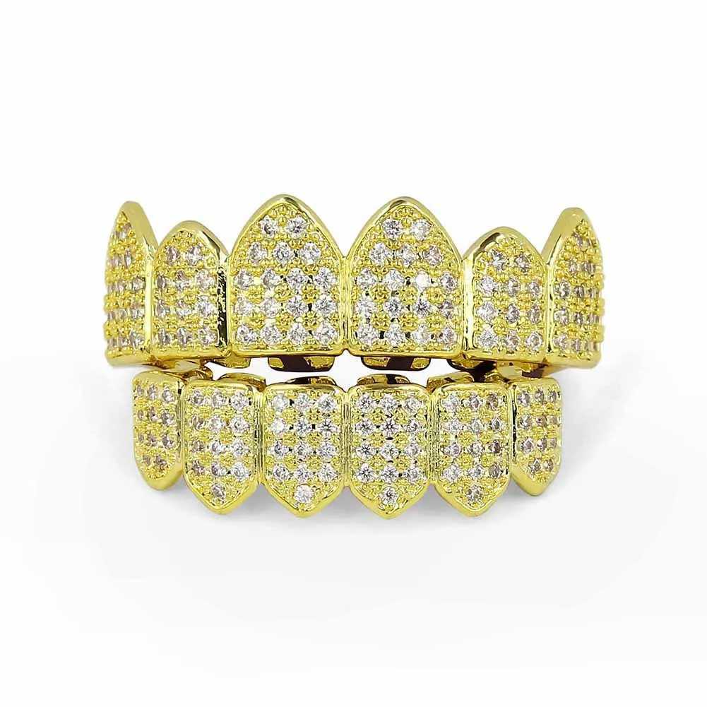 Gold/Silver Color Grillz Multi-Color Micro Pave CZ Bling Cubic Zirconia Top Bottom Teeth Grillzs Hip Hop GrillsXJ241225