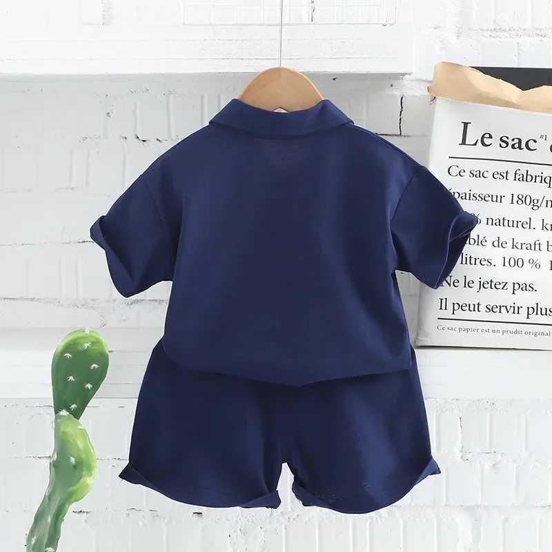 Clothing Sets Summer Children Boy Clothes Set Lapel Striped T-shirts and Shorts 2pcs Suit Kid Letter Top Bottom Outfits Fashion TracksuitsY241225M8OA