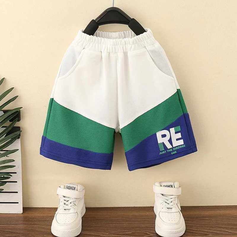 Clothing Sets Summer Teenage Boy Clothes Set Children Patchwork Vest T-shirts and Shorts Suit Fashion Letter Printed Top Bottom 2pcs OutfitsY241225NAA