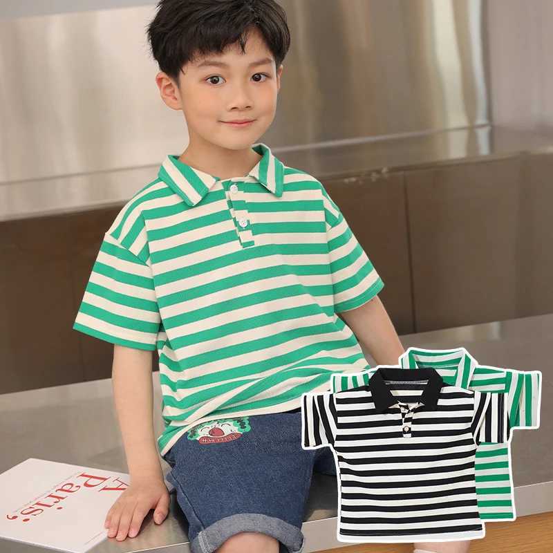 T-shirt For Boys Summer Boys Polo Tops Children Short Sleeve Stripe Tees Tops Teens Breathable Polo Shirt Kids ClothingXJ241225