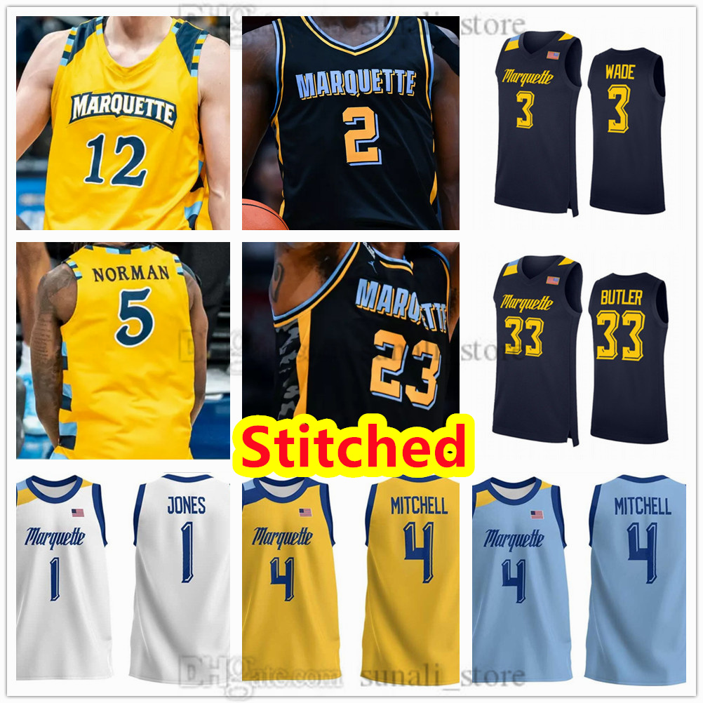 Stitched 2025 Marquette College Golden Eagles NCAA Basketball Jerseys 1 Kam Jones 4 Stevie Mitchell 12 Ben Gold 23 David Joplin 2 Chase Ross 5 Tre Norman 3 Wade 33 Butler