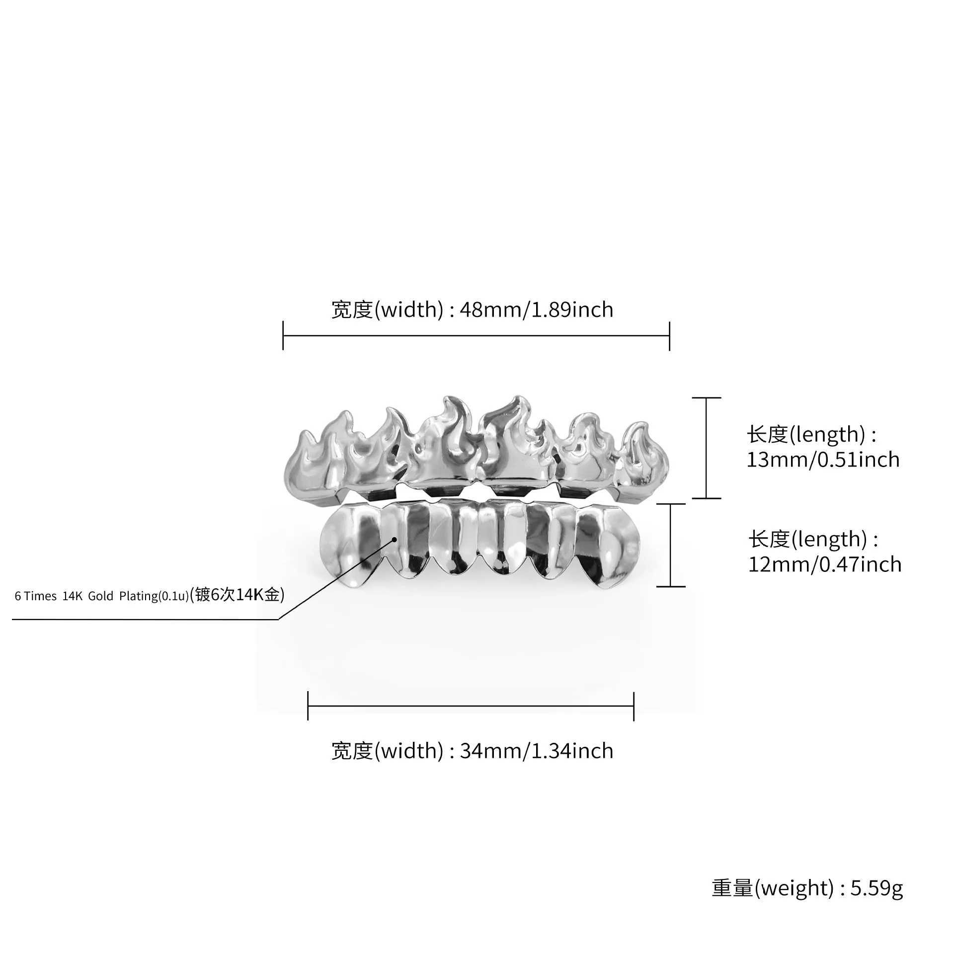 Fire Teeth Grillz Set Unisex Top Bottom Mouth Metal Tooth Cs Removable Dental Fashion JewelryXJ241225