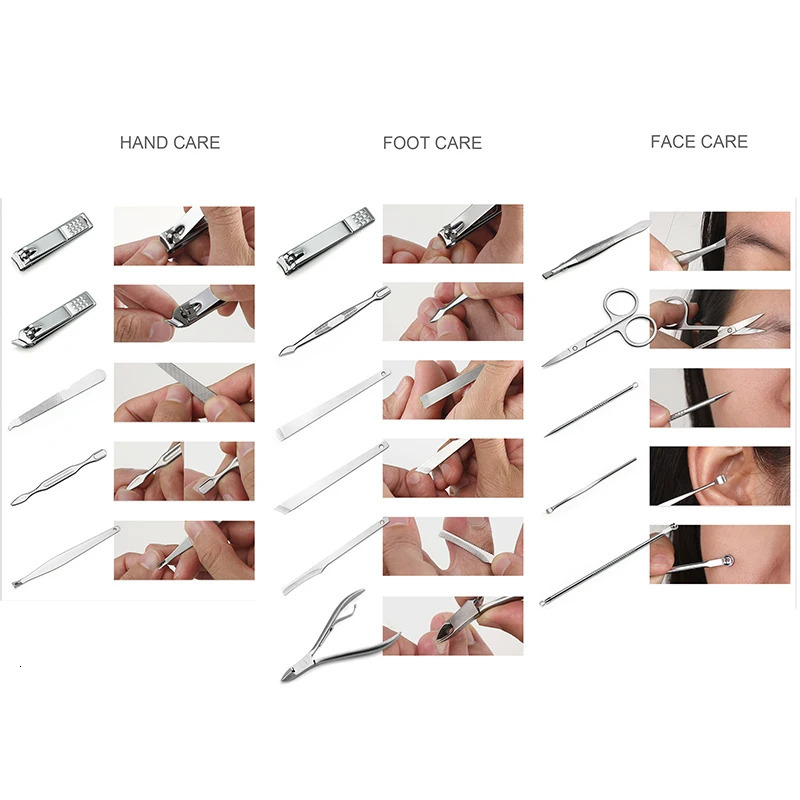 16PCS Nail Clippers Sets Nail Care Kit/Scissors/Trimmer/ Manicure/Pedicure Cutters /Eyelash Trimmer/Nail Tools/Toenail Knife 241225