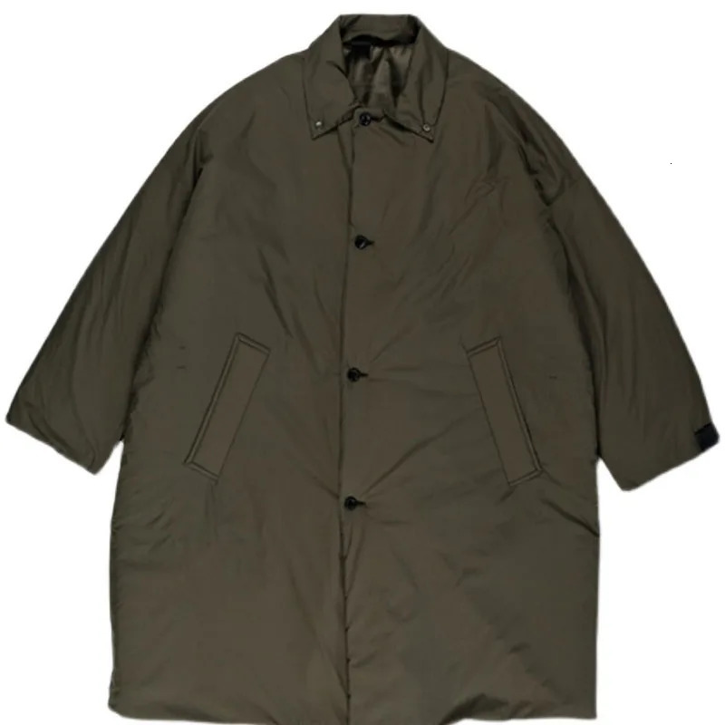 NHOOLYWOOD Japanese Retro Loose Trend Sherry Cotton Thickened Jacket Men Long Parka Coat 241225