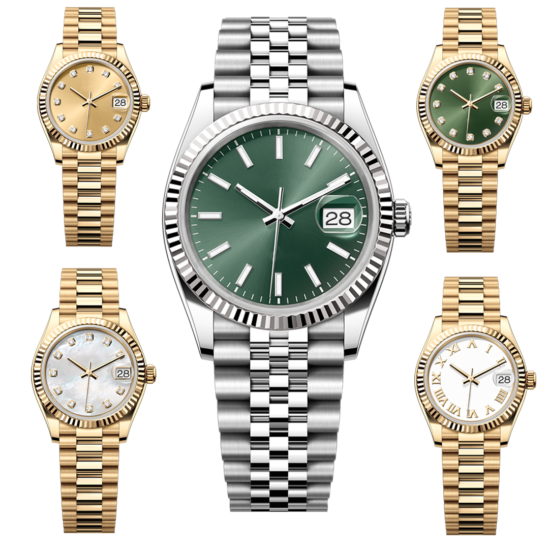 Luxury Mens Automatic Mechanical movement Watches 36/41MM Full Stainless steel Luminous Waterproof gold 28/31MM Women Watch Couples Style Classic Wristwatches