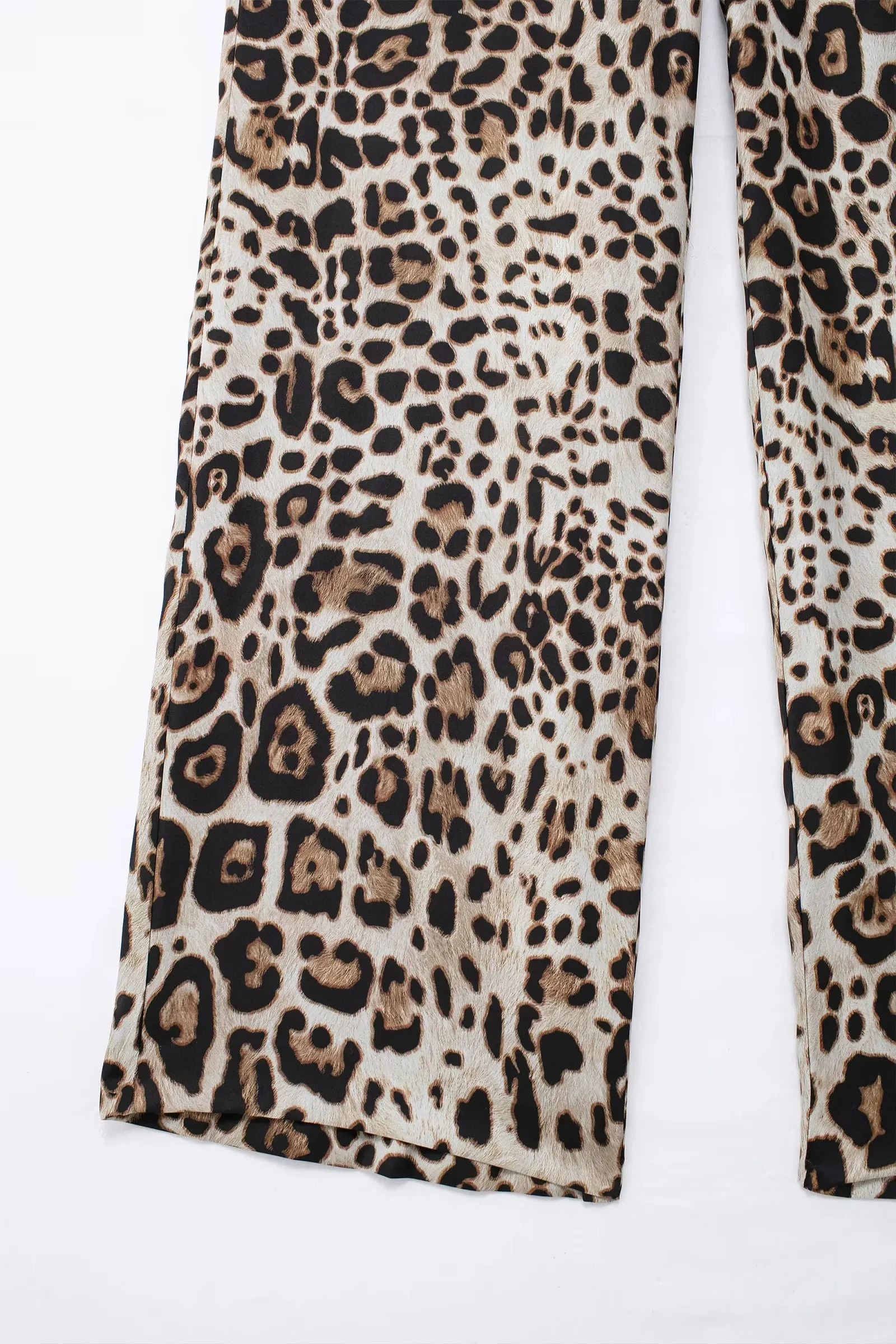 TRAFZA Leopard Print Pant For Women Vintage High Waist Loose Casual Zipper Fly Trousers Woman Fashion Straight Pants TRAF 241220