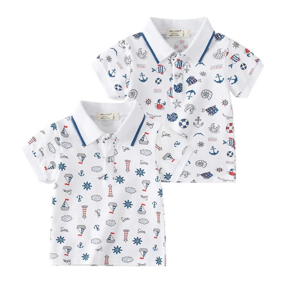 Summer New Fashion Boys Printed Short-Sleeve T-Shirt Casual Breathable Cotton Polo Shirt for kids Ages 3-8XJ241225