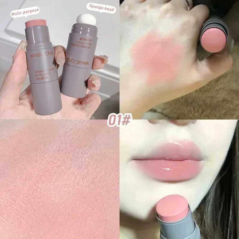 B Stick Waterproof 3 Color Matte Lips Cheek Tinted Multi-use Rouge Contouring B Cream Face Ber with Sponge CosmeticsXJ241225