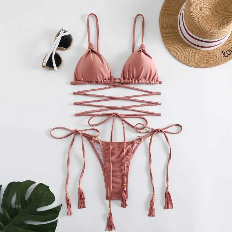 Sexy bikini 2024 womens swimsuit womens bandage bikini set push up swimsuit womens swimsuitW241225