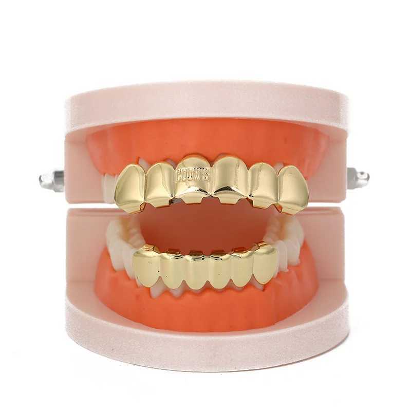 Gold Silver Plated Letter Single Top Hip Hop Grillz Classic Bottom Dental Grills Vampire Teeth for Costume PartyXJ241225